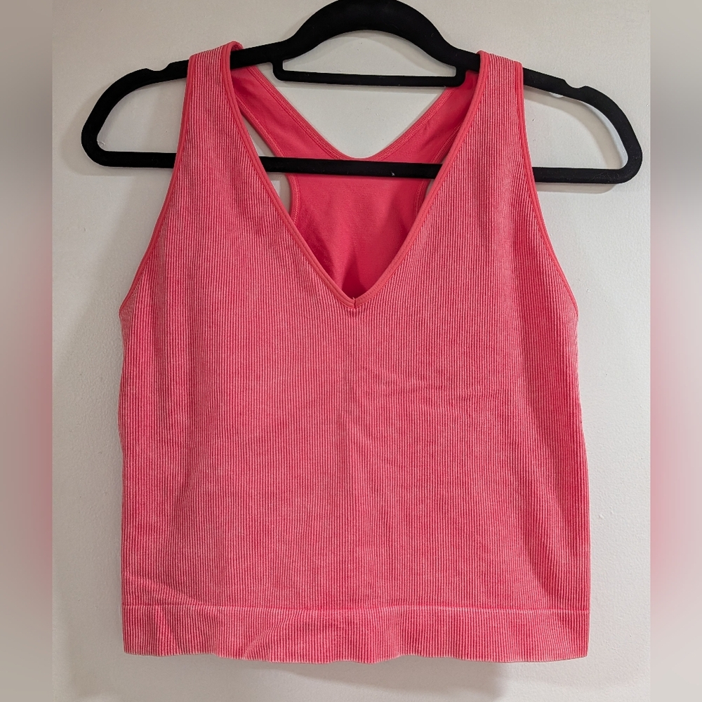 JoyLab Coral Ribbed V-Neck Tank